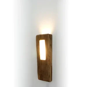 Wandlampe Altholz Eiche "Bug" mit Fenster